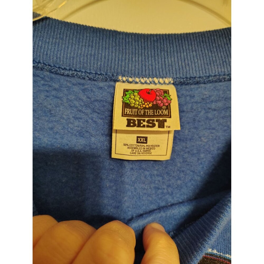 Vintage XXL Coca Cola Blue Sweatshirt, Polar Bear with Sunglasses Cotton Blend - Picture 3 of 4